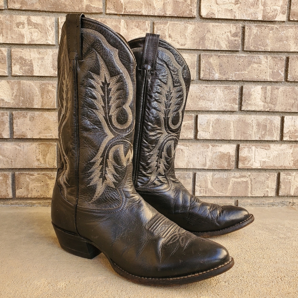 Tony Lama 2914 longhorn Men's cowboy western black leather boots